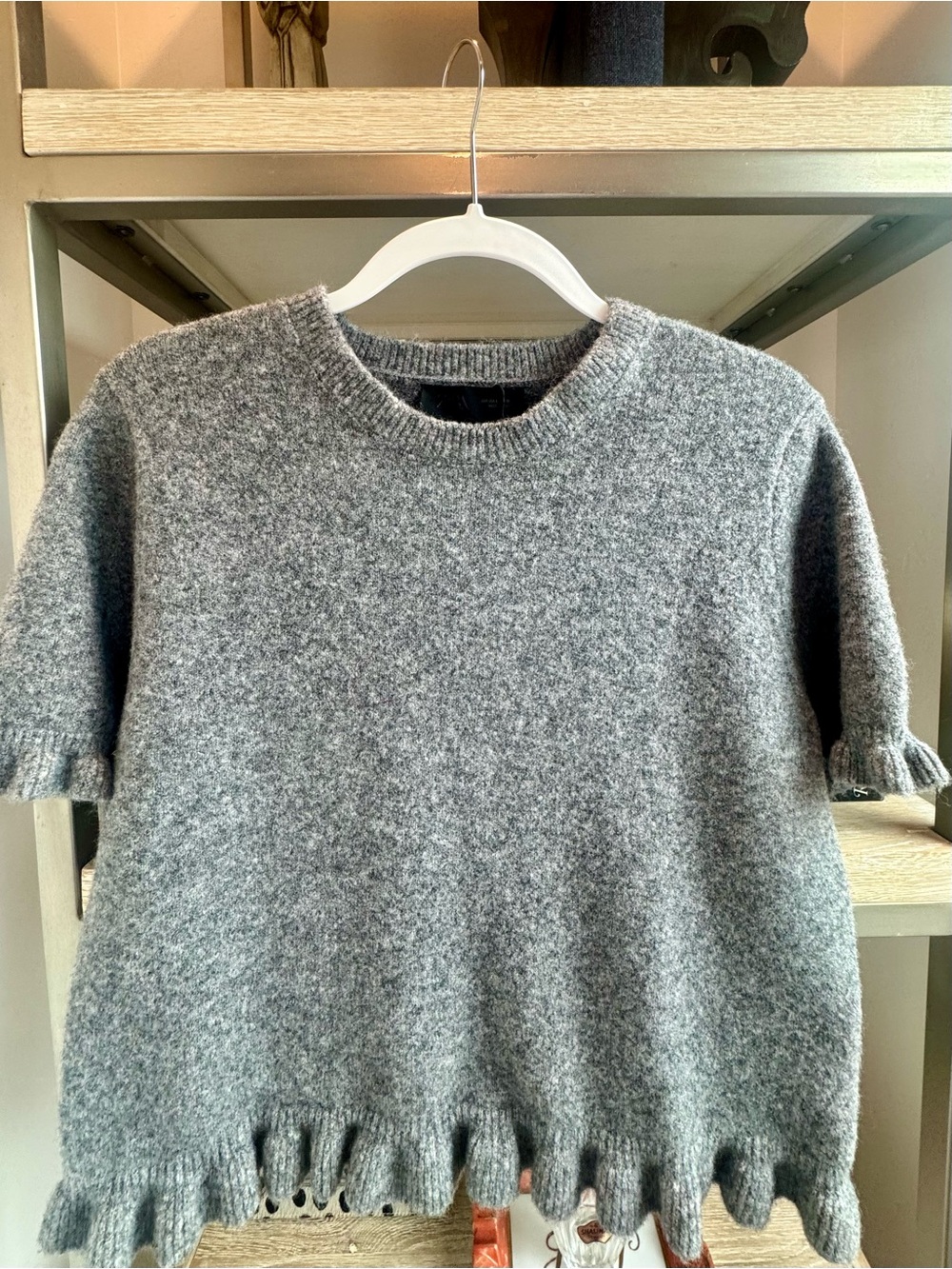 Zara Heather Gray Ribbed-Neck Sweater